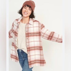 Old Navy Women’s Pink Plaid Flannel Jacket (Size M)